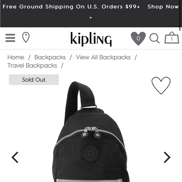 New Kipling Black Bente sling bag - Picture 6 of 7